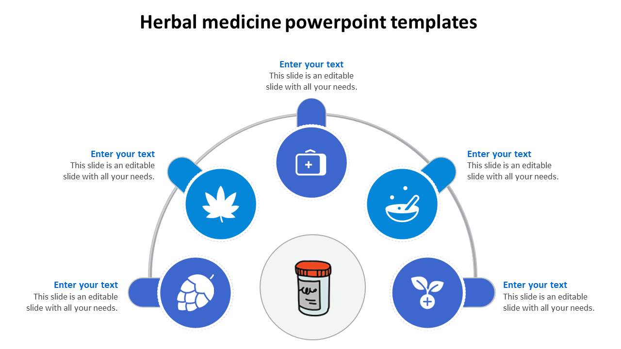 herbal medicine powerpoint templates-blue